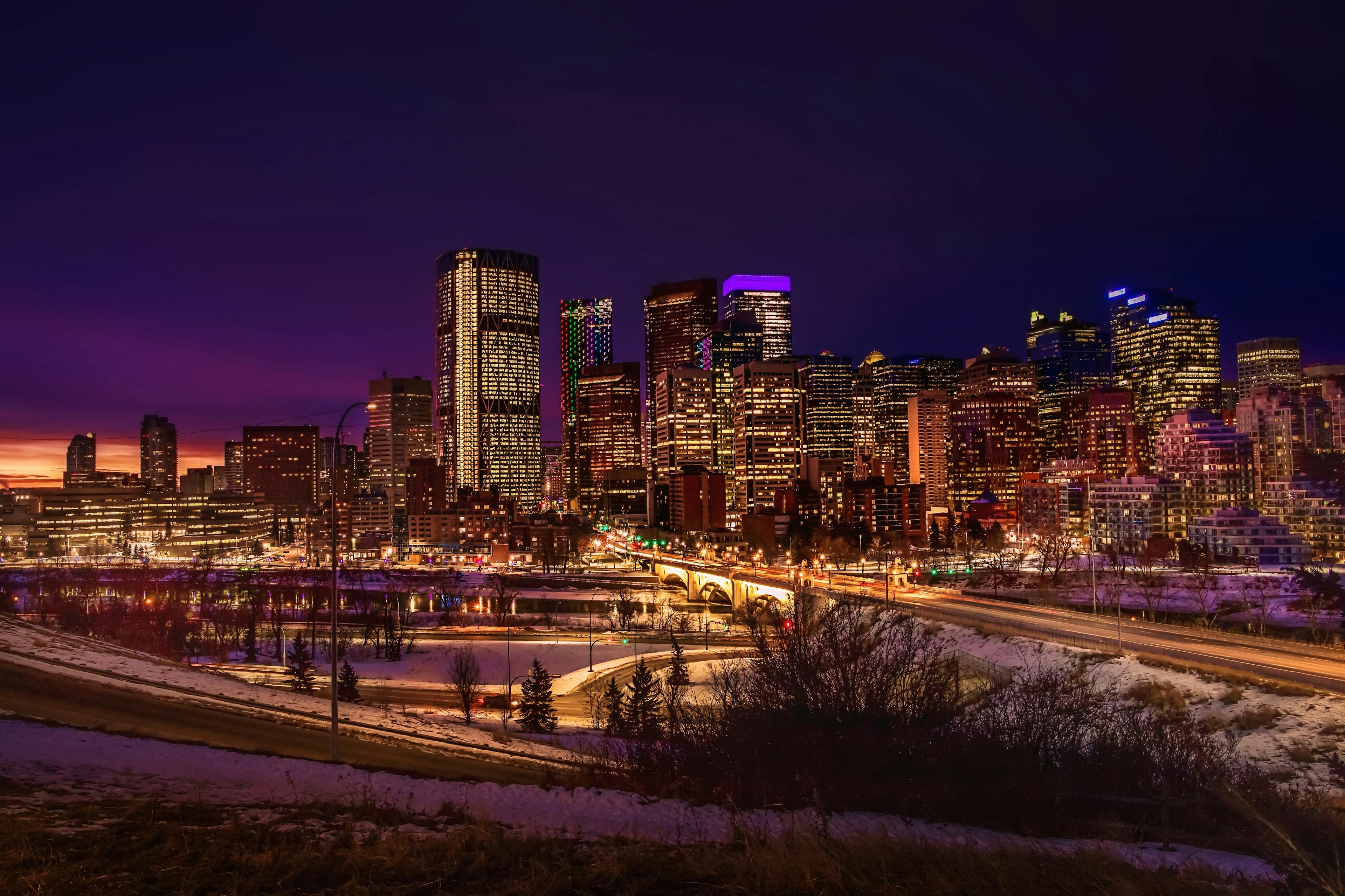 Calgary downtown night skyline